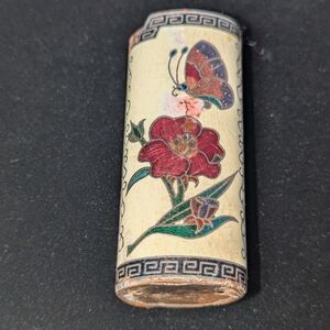 Vintage Cloisonne I Cigarette Lighter Cover Butterfly And Floral
